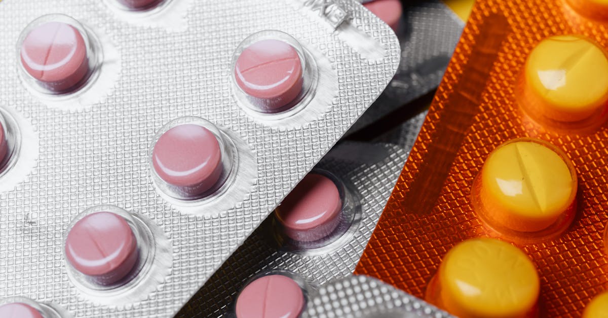 Close-up of multicolored pharmaceutical pills in blister packs