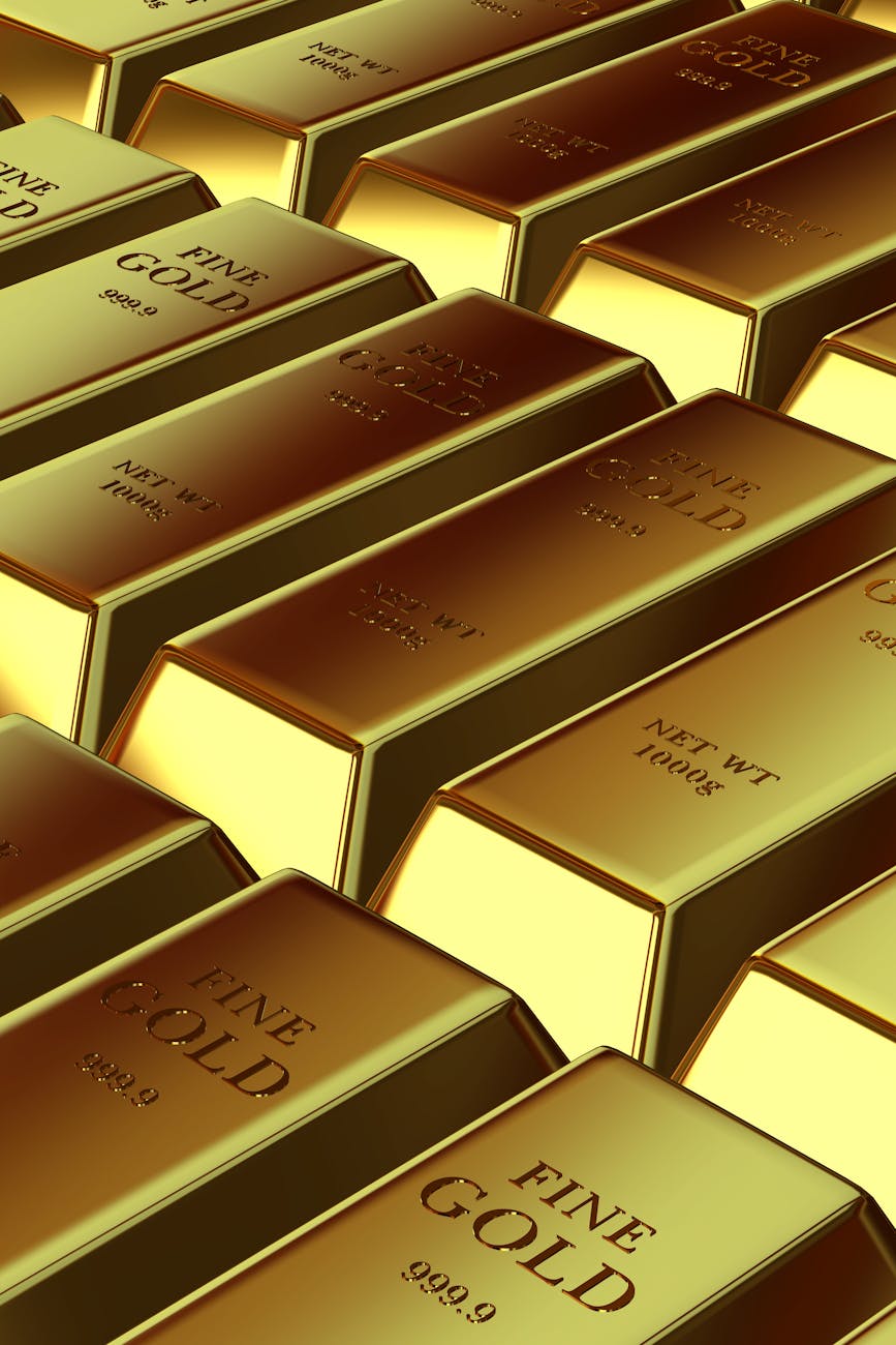 Stack of polished gold bars representing bullion holdings