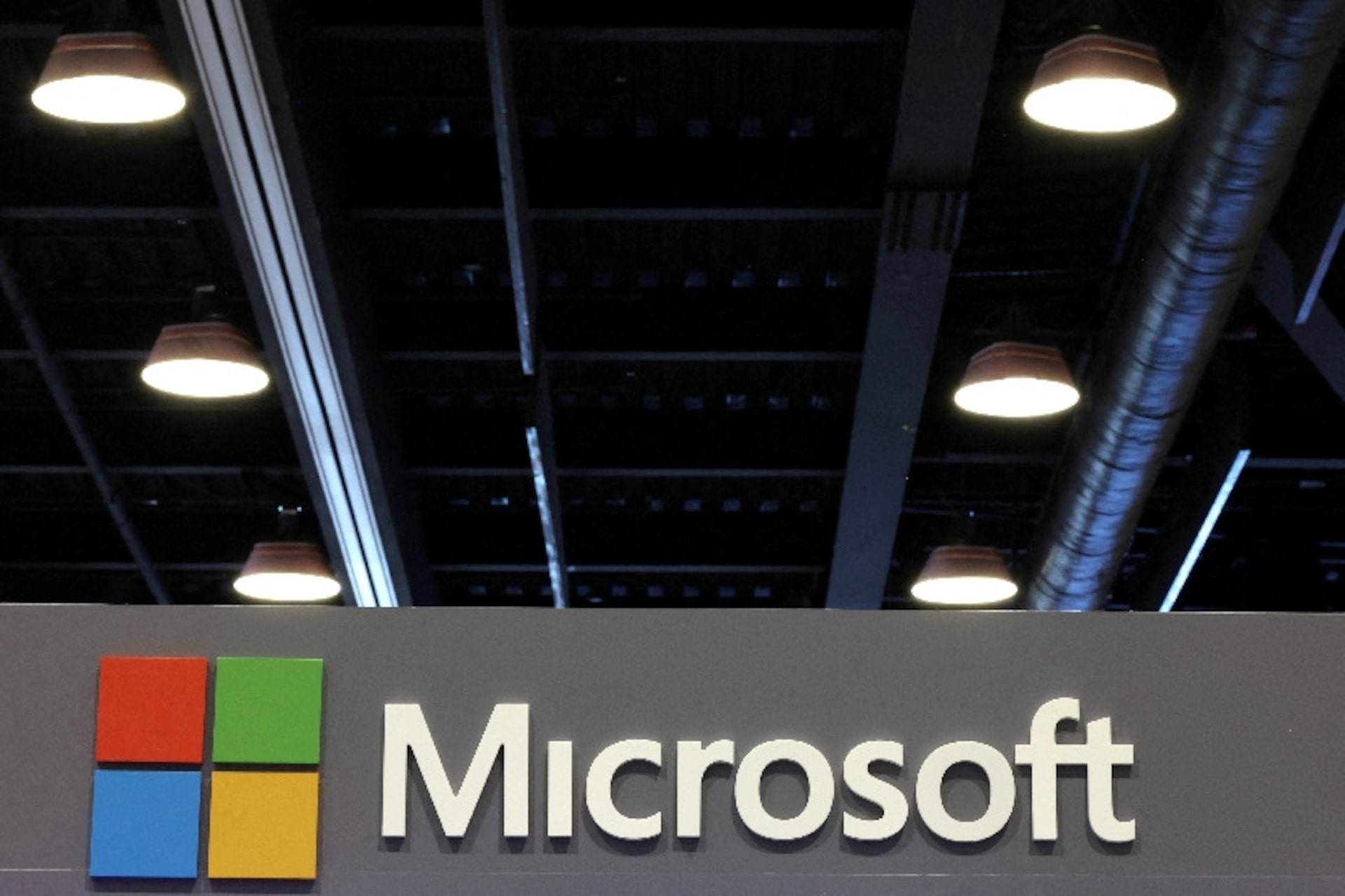 Microsoft logo displayed at Web Summit in Vancouver