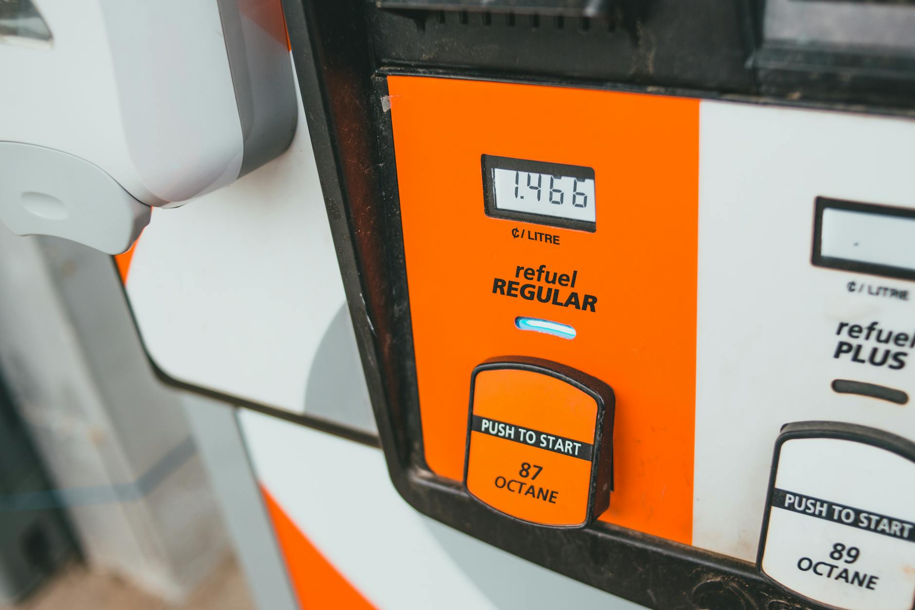 Gasoline prices at a roadside pump