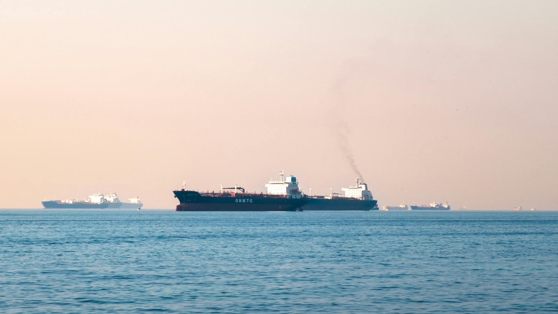 Oil tanker and maritime infrastructure at sea