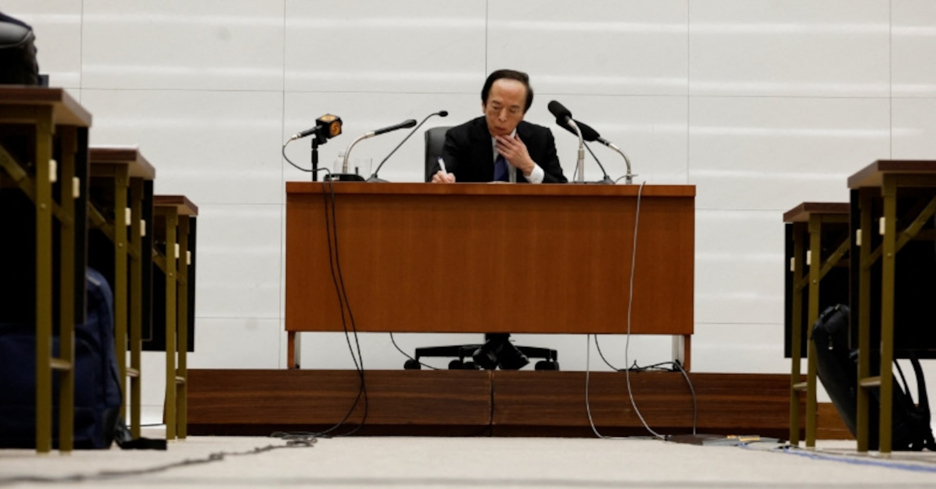 Bank of Japan Governor Kazuo Ueda attends a press conference after a BOJ policy meeting in Tokyo