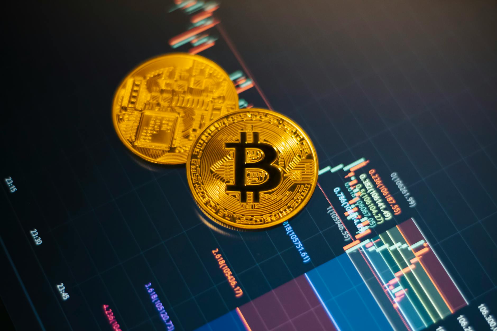 Bitcoin price chart on a screen