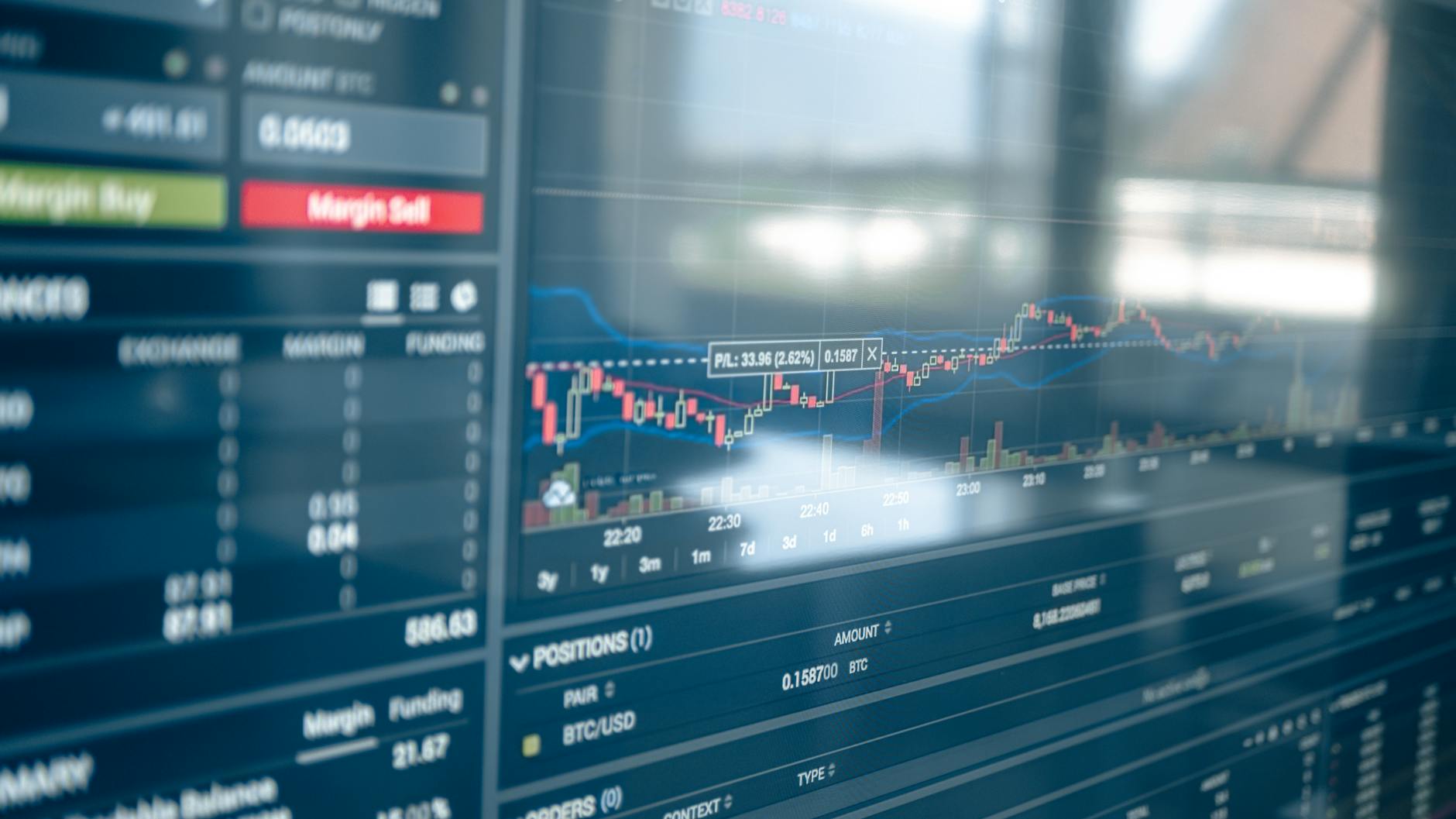 Crypto price chart on screen