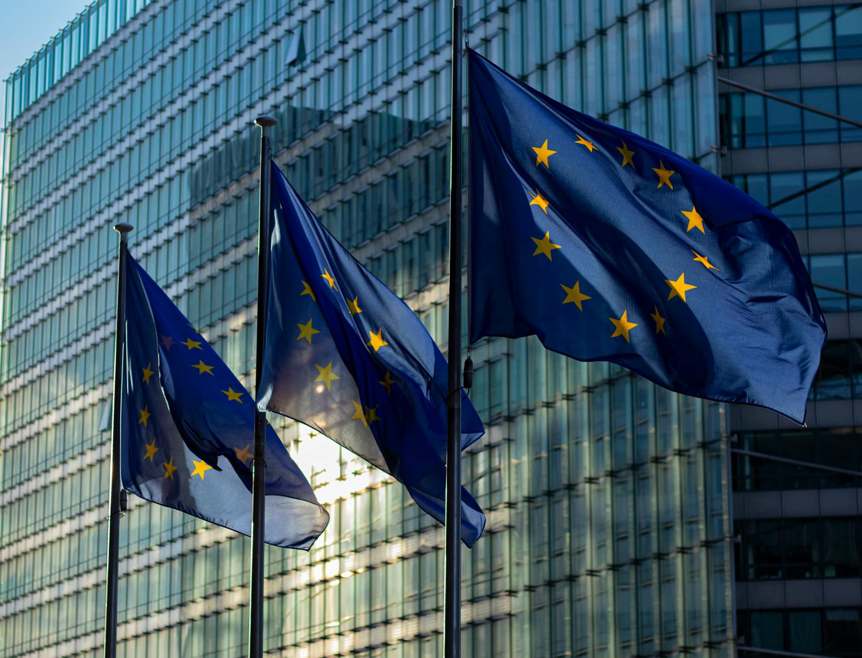 EU flags in front of European Commission building