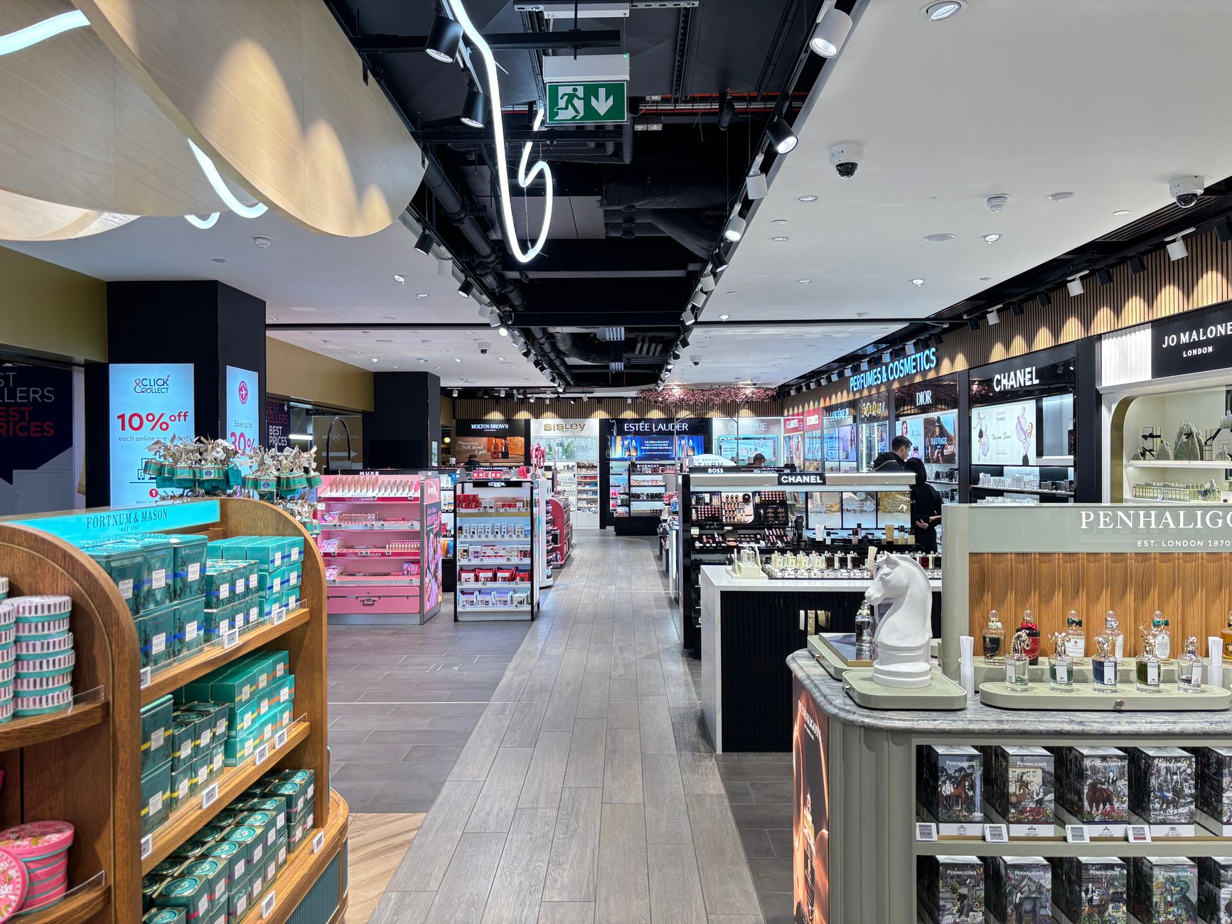 Bright cosmetics store interior showcasing luxury brands in London