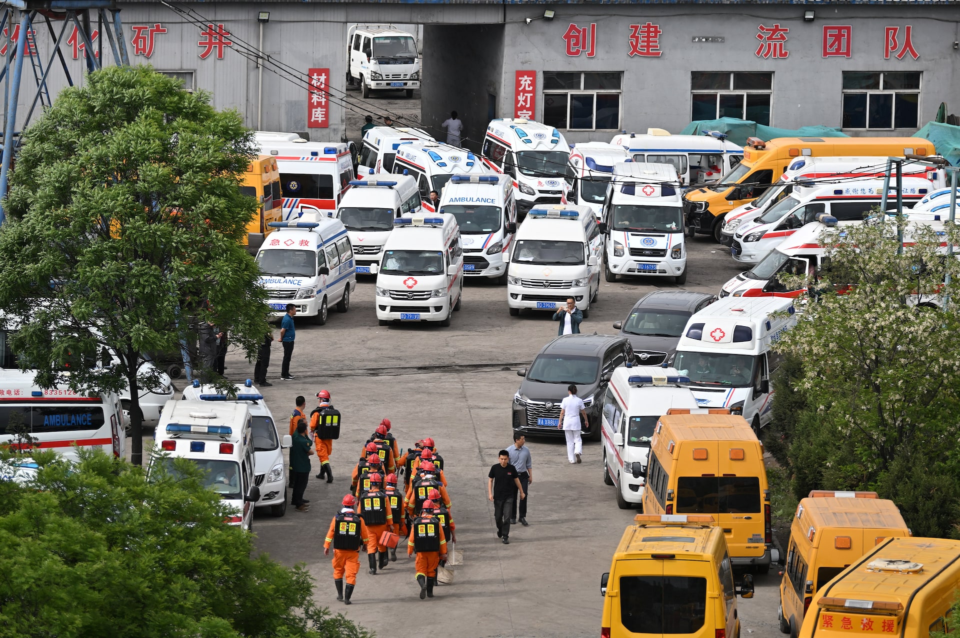Rescuers work at the site following a gas explosion at the Liushenyu coal mine in Qinyuan county, Shanxi province, China on May 23, 2026.