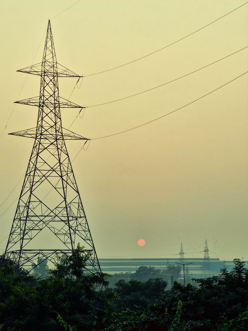 Power lines in India during peak summer electricity demand