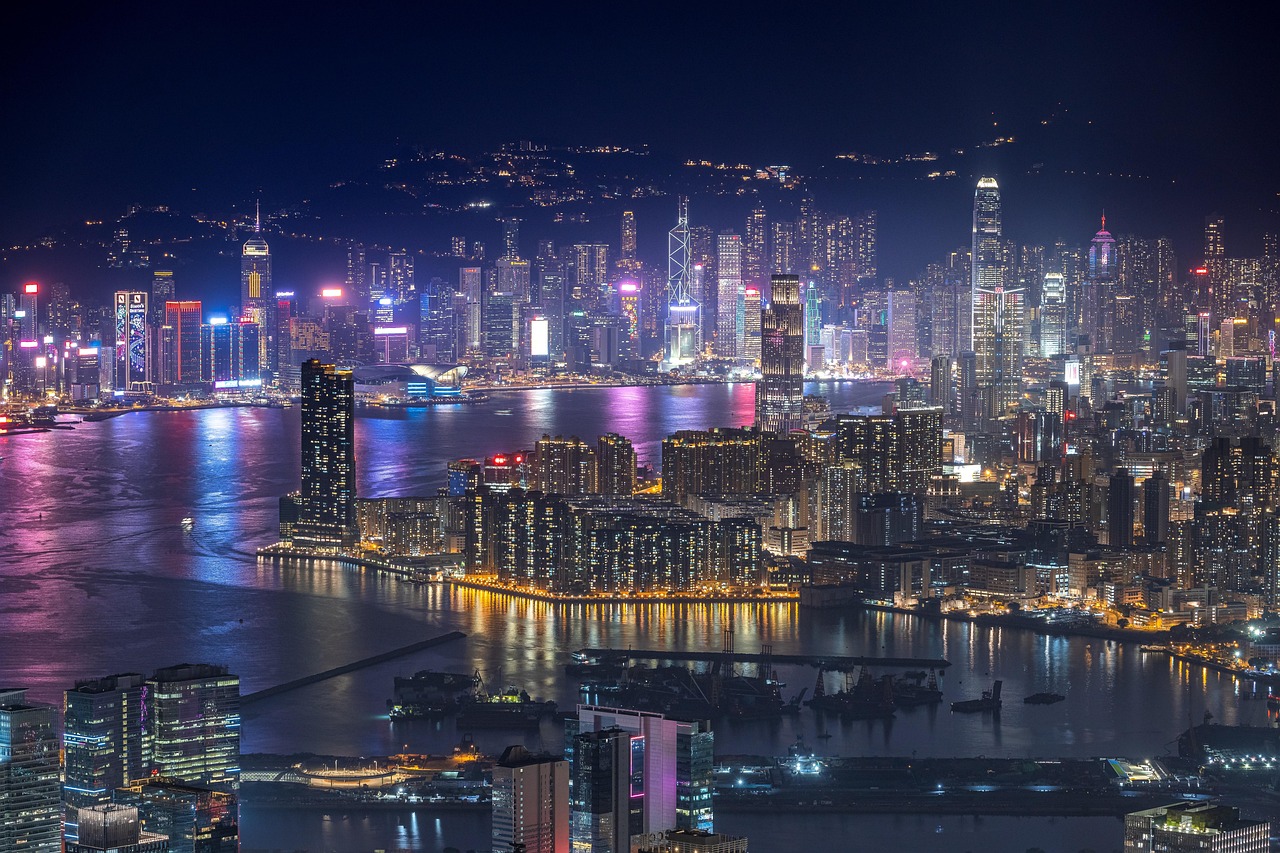 Hong Kong skyline and Victoria Harbour at night