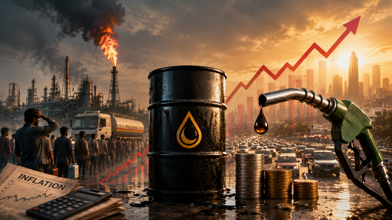 Oil infrastructure illustrating the commodity-cost pressure facing Indian earnings