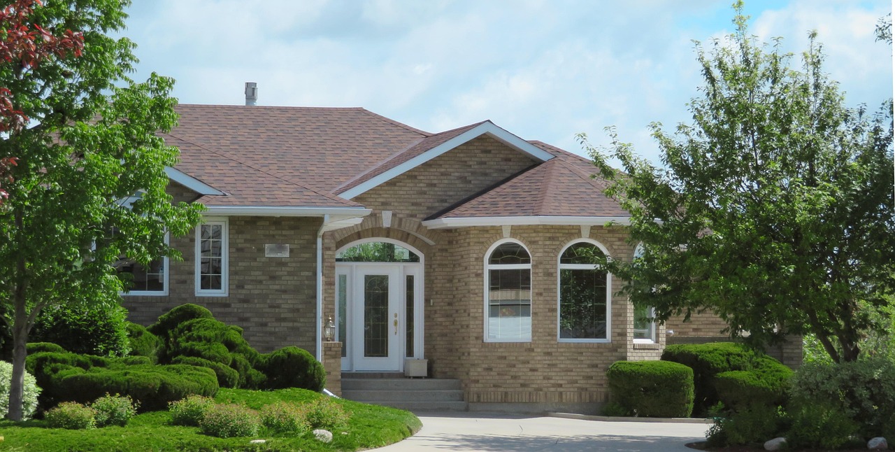 Suburban house with lawn in a residential neighborhood