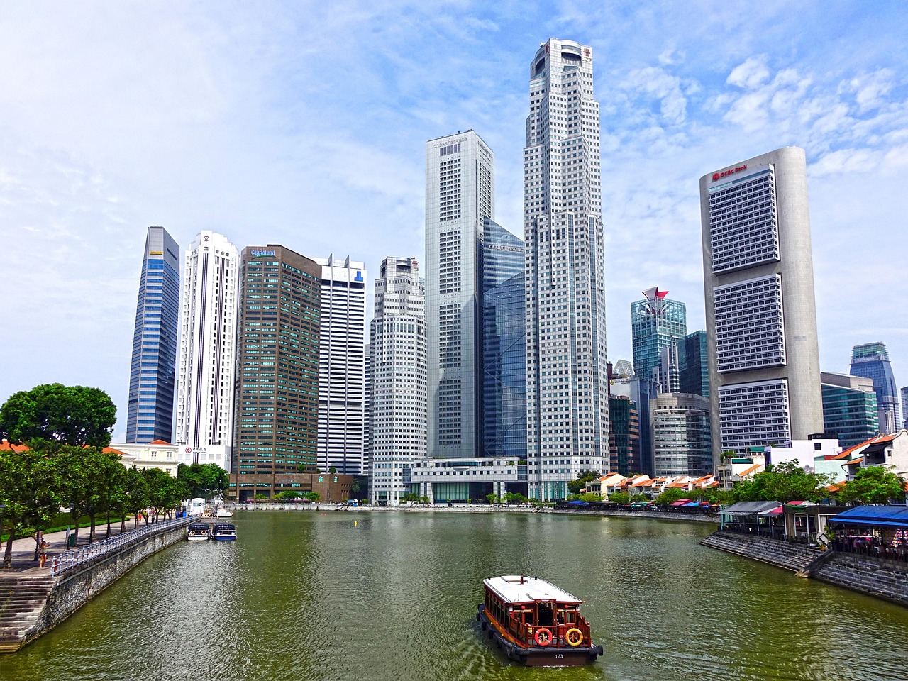 Singapore skyline financial district Marina Bay