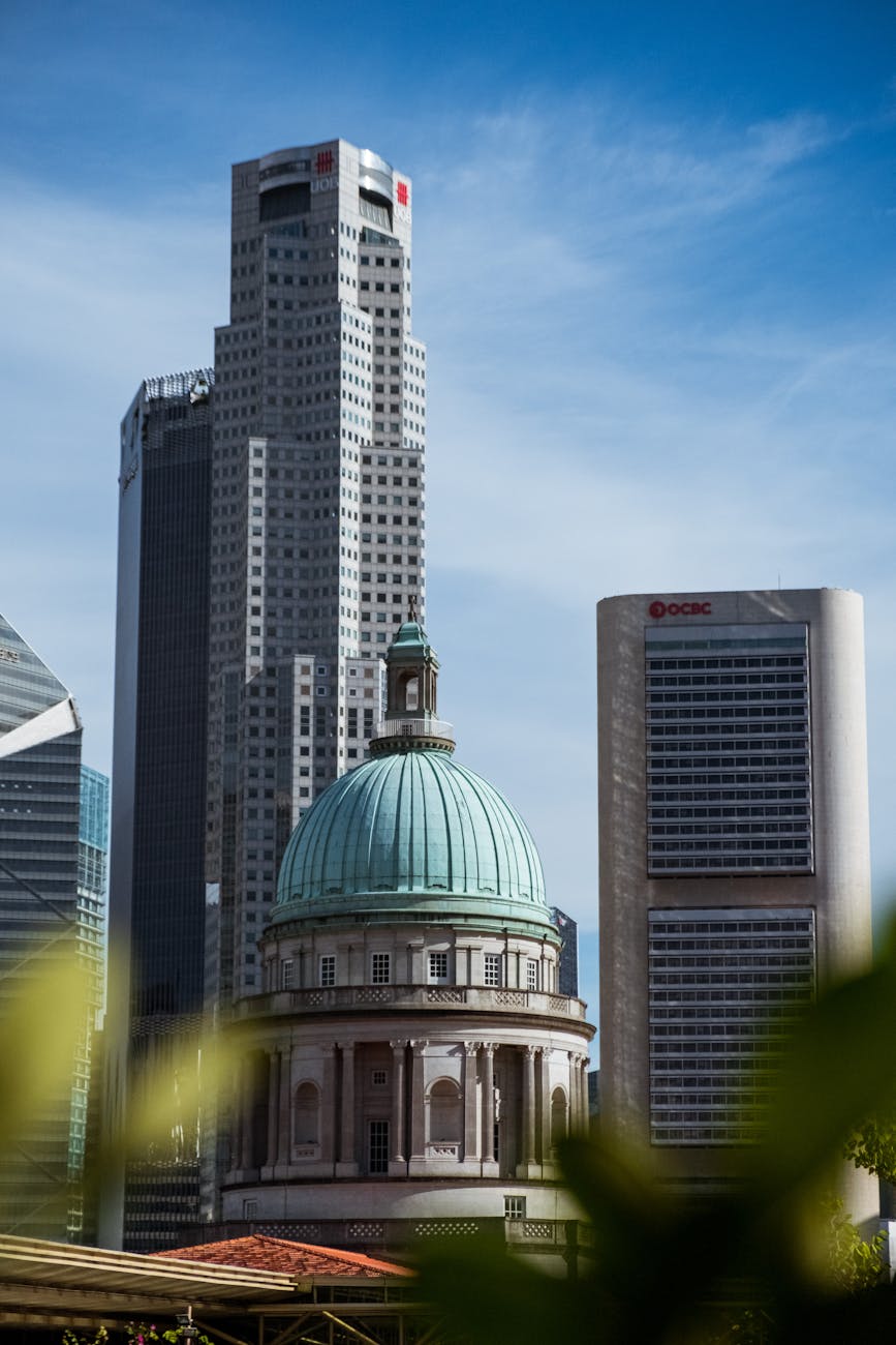 Singapore skyline and the Old Supreme Court dome near the financial district