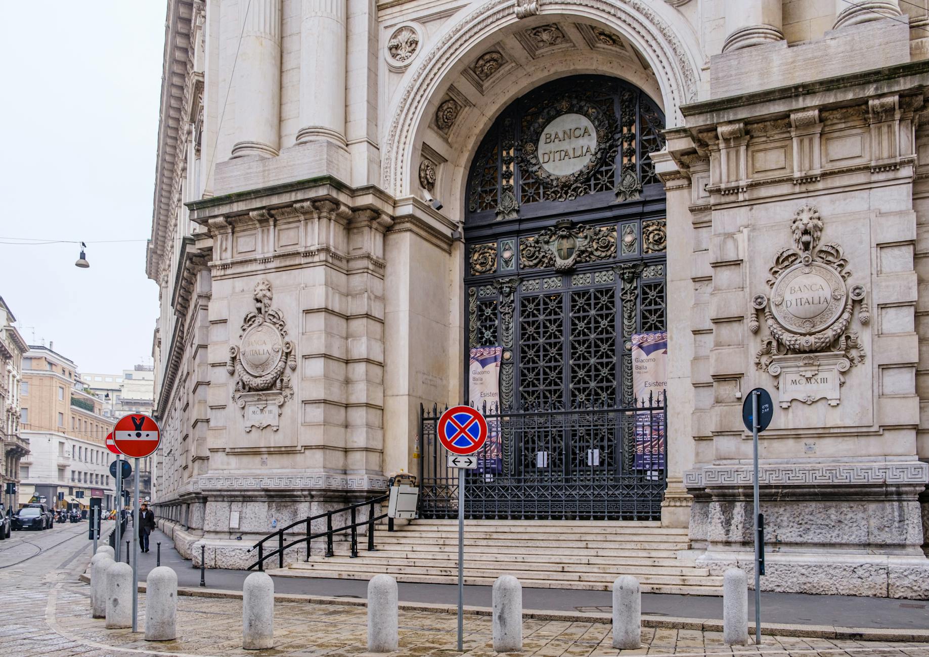 Banca d'Italia entrance in Milan, the regulator tied to Italy's MiCA notification process.