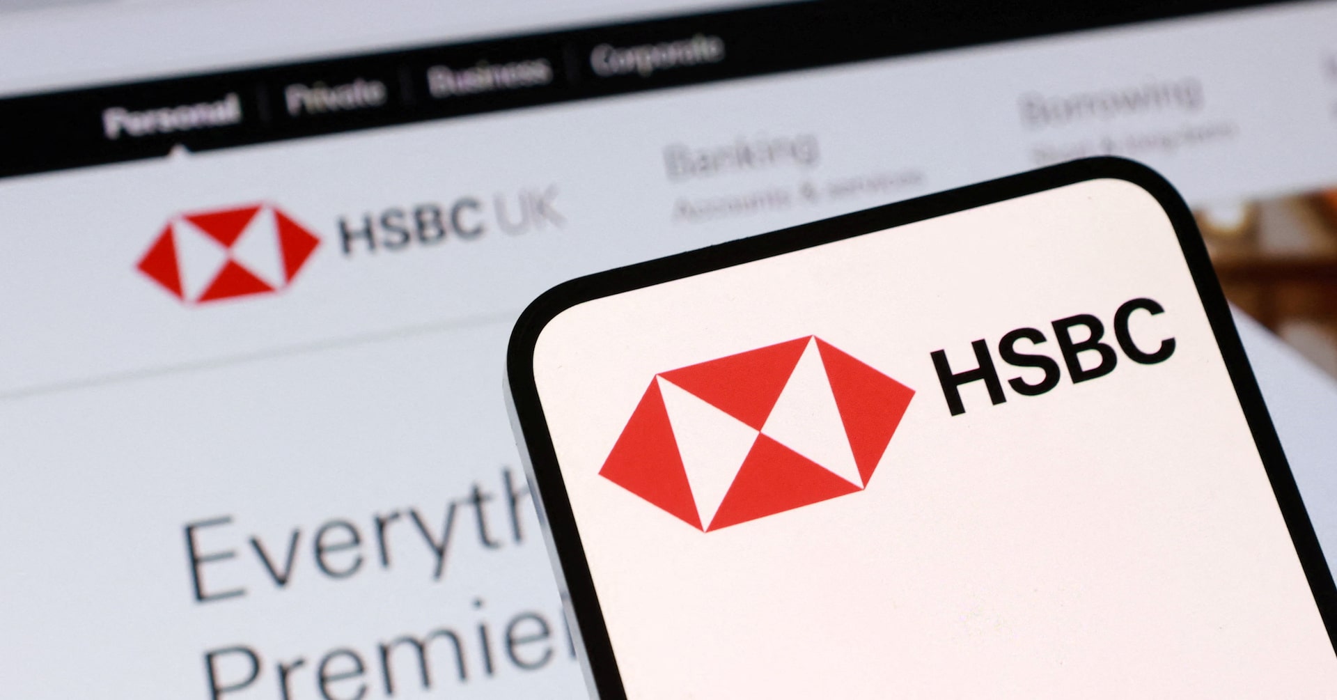 HSBC logo seen in an illustration as Hong Kong banks tighten checks on mainland investment-account clients