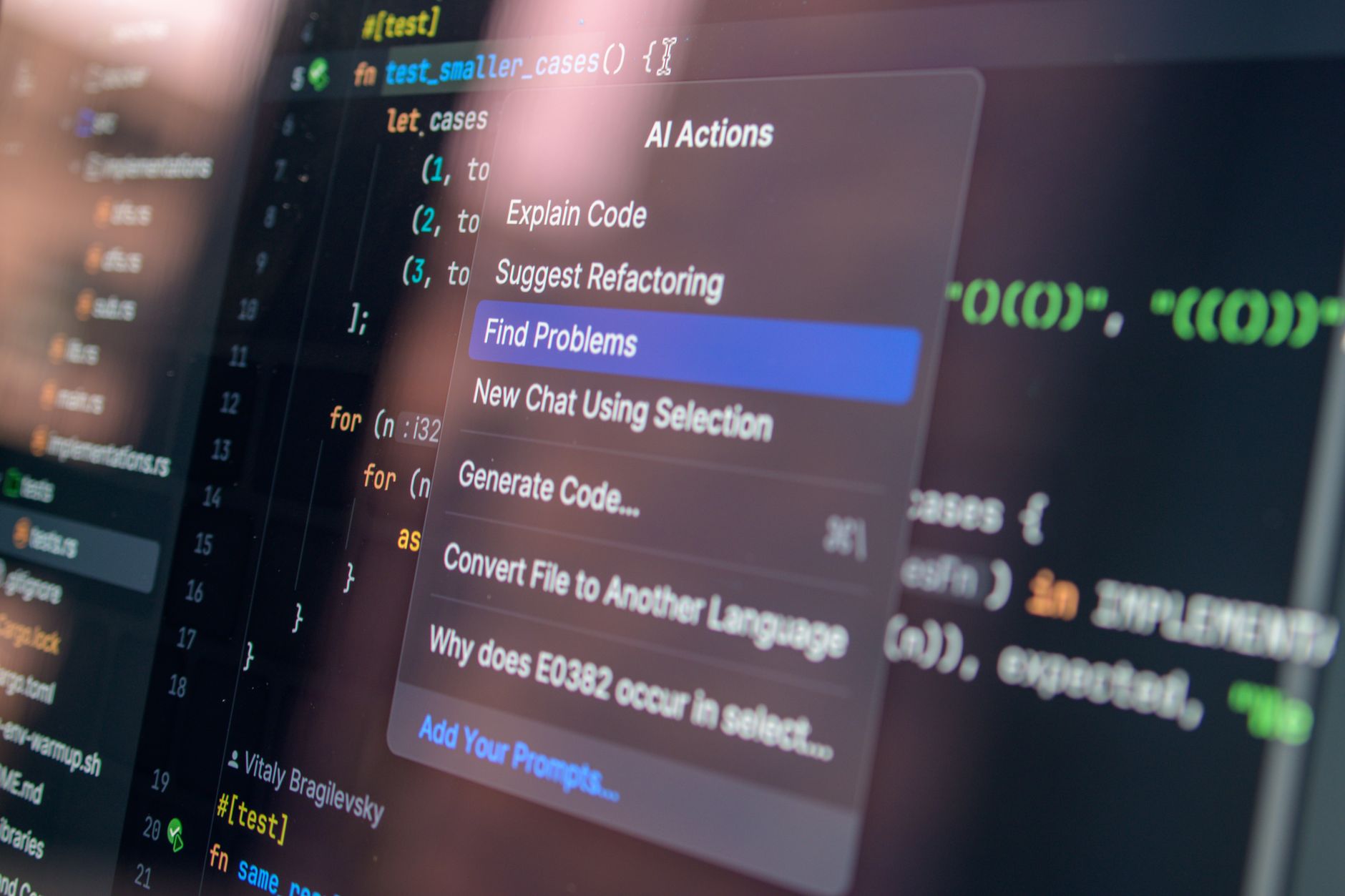 AI coding tools interface showing code generation
