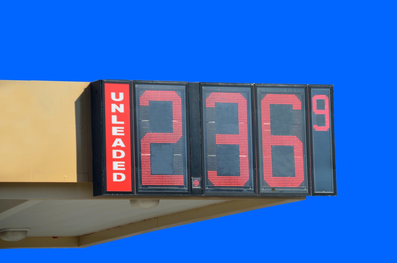 Gas-price sign at a filling station, reflecting energy costs in May CPI.