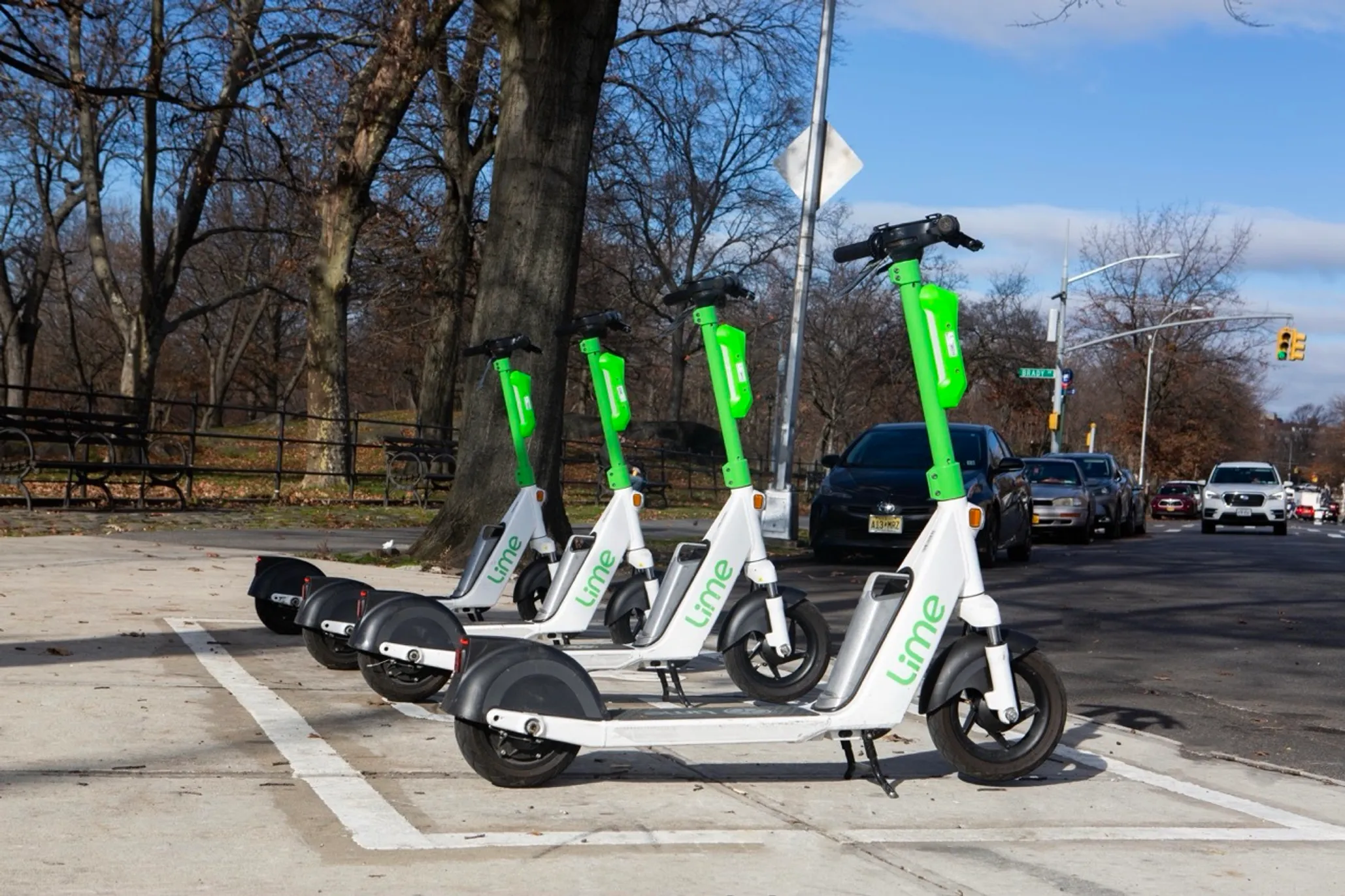 Parked Lime bikes