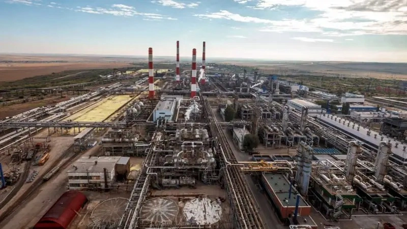 Clouds move over the Airankol oil field operated by Caspiy Neft, as seen from a drone, in the Atyrau region, Kazakhstan, April 21, 2026. REUTERS/Pavel Mikheyev