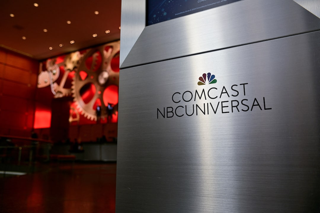 Comcast headquarters after the company announced plans to spin off NBCUniversal and Sky into a separate public company