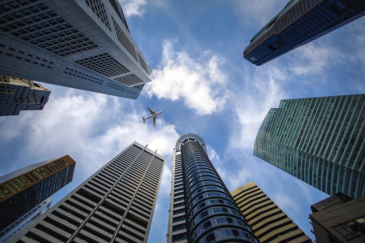 Singapore financial district skyline with high-rise towers