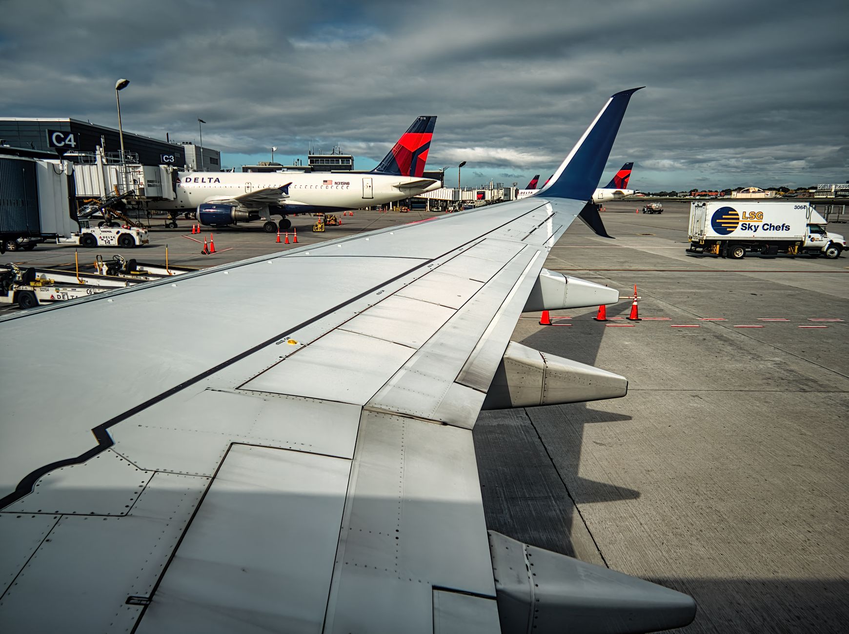 Delta Air Lines aircraft at the airport