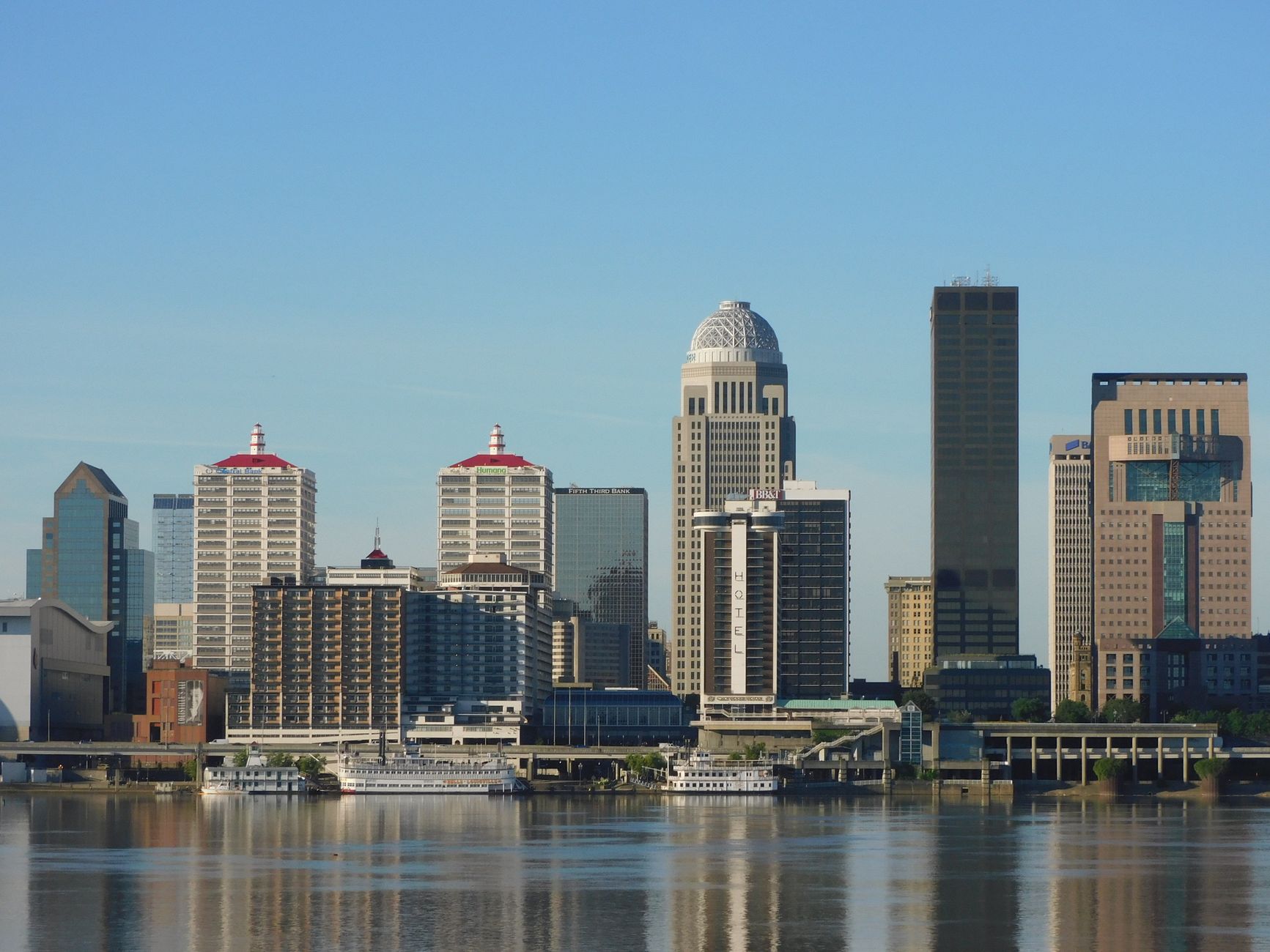 Louisville skyline across the Ohio River, used to illustrate Brown-Forman's corporate home market