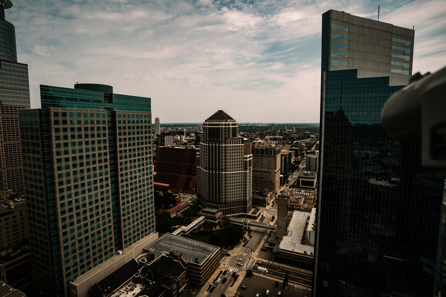 Aerial view of the Minneapolis skyline, home to U.S. Bancorp's headquarters.